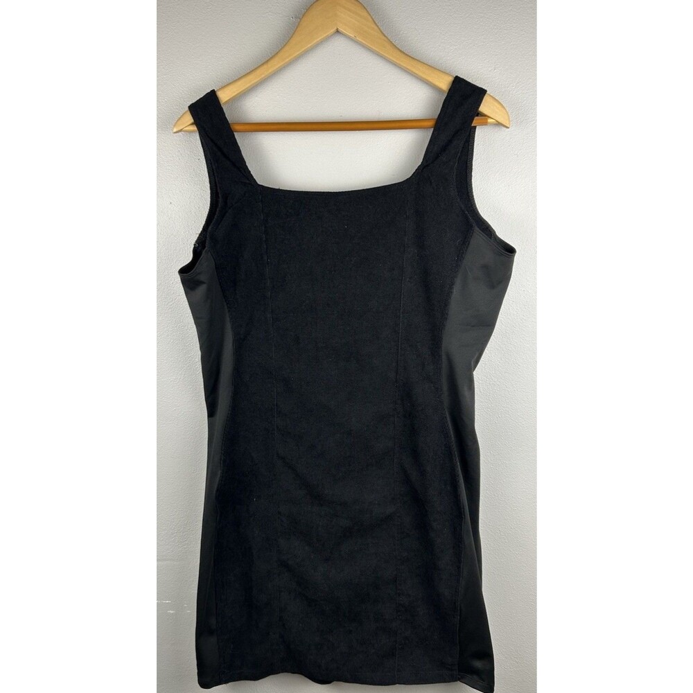 Disturbia Black Zip Corduroy Coffin Embroidered mini Dress Size 12 Bonus Top - Picture 8 of 15